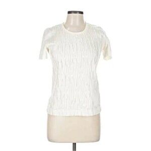 Akris Punto Ruched Textured Shirt Womens Size 12 Quiet Luxury Minimalist Classic